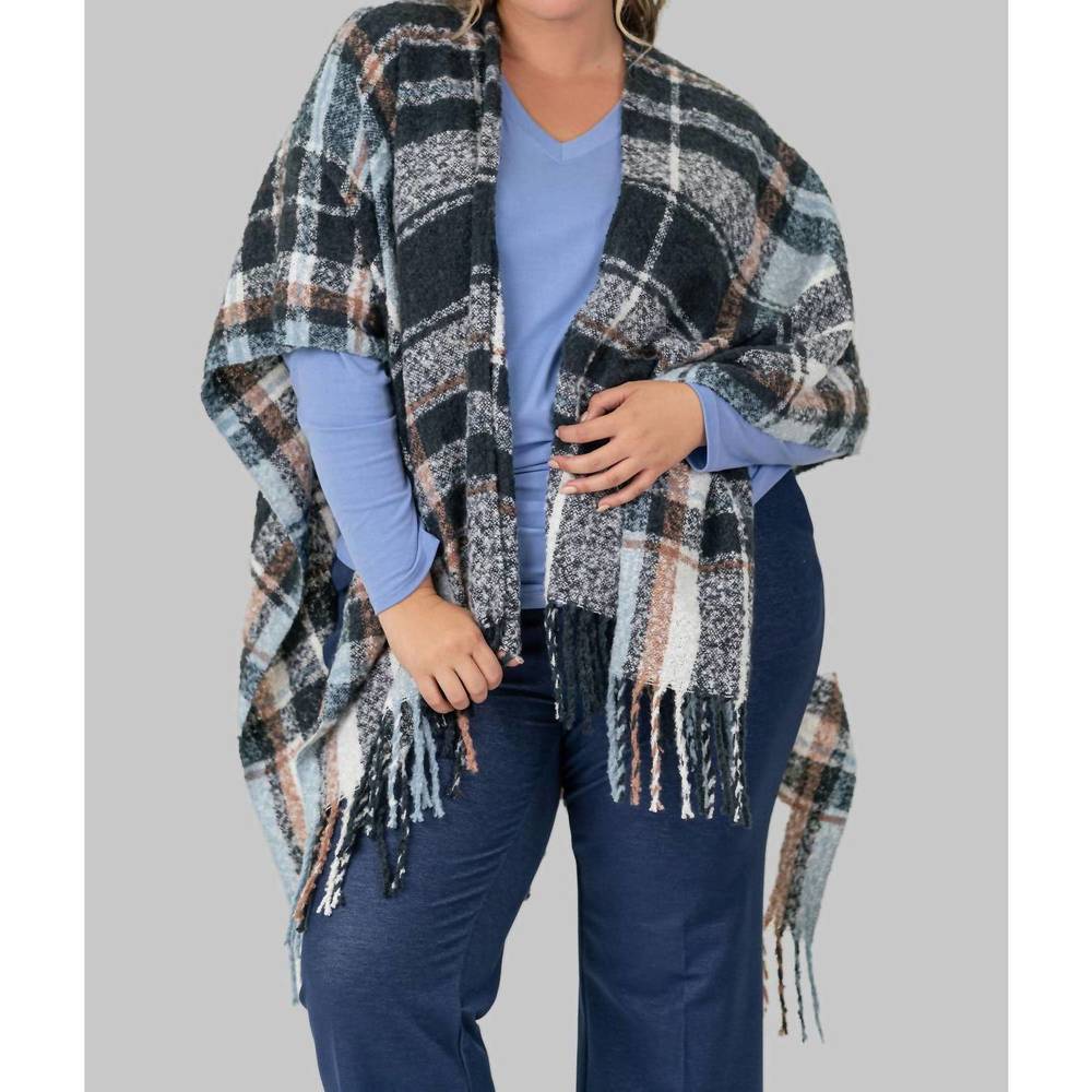 NEW ECHO boucle ruana capes in hiking plaid